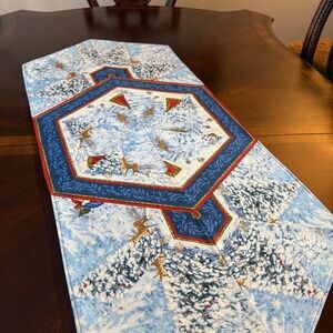 Traditional winter  scene quilted table runner